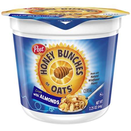 POST Post Honey Bunches Of Oats Almonds Cereal 2.5 oz. Bowl, PK12 88037